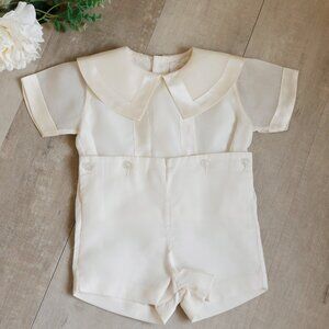 Strasburg Boys Ecru/Cream Bobby Suit Ring Bearer Silk Organza Overlay 12 Month